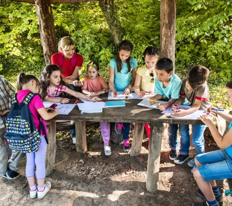 School children on a school trip